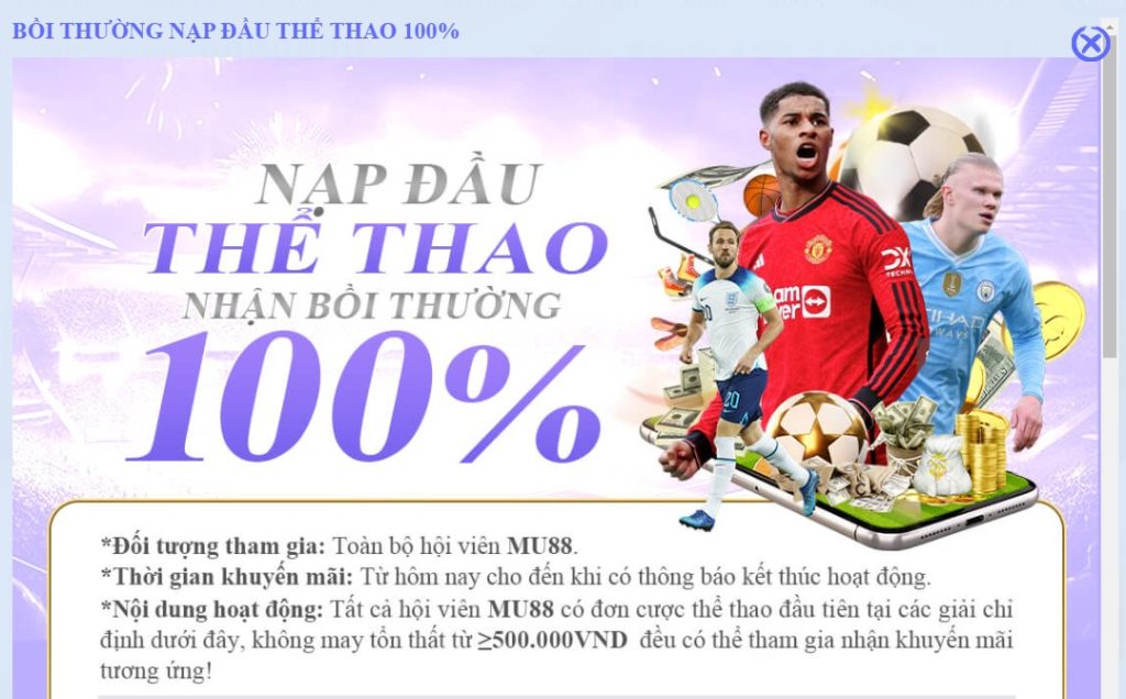 hoàn tiền thể thao 100%